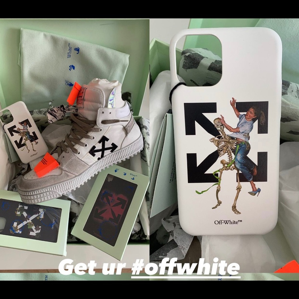 Off-White high top White & Orange Sneakers
